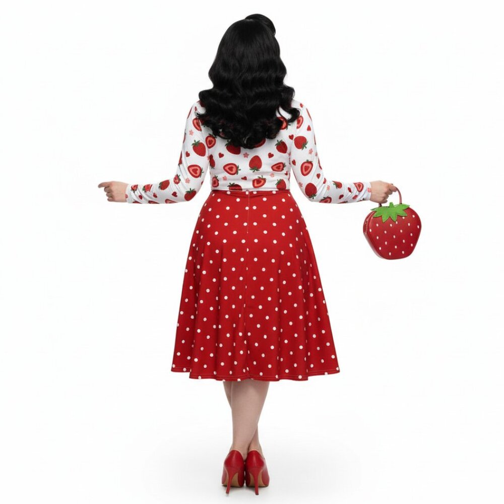 Strawberry Heart Long Sleeve Pin Up Dress - Picture 10 of 10